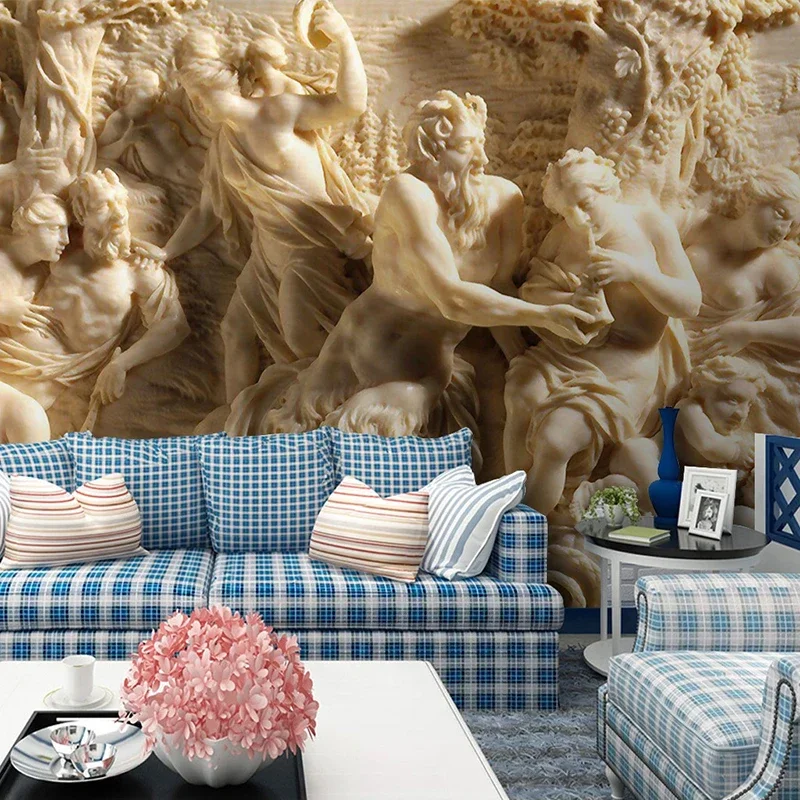 Papier peint photo personnalisé de style européen, statue de rick, 3D stéréoscopique, décor mural d\'hôtel, salon, chambre à coucher, art mural