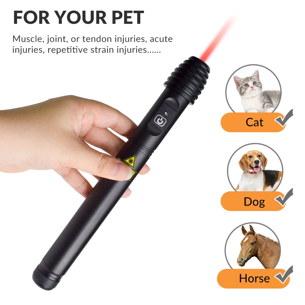 ZJKC 100mW Laser Pointer Pen 808nm Portable for Wound Injuries Blisters Joint Pain Pet Cold Laser Therapy for Dogs Cats Horses