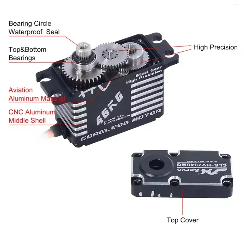 JX Servo CLS-HV7346MG / HV7332MG - 46KG / 32KG Torque, HV, High - Precision Steel Gear, Full CNC Aluminium Shell Digital Servo