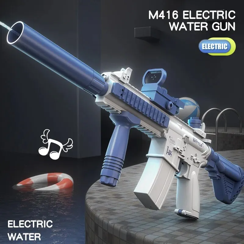 M416 Electric Outdoor Auto Burst Submachine Water Gun Firing Waters Fight Toys Summer Beach Shooting Game Toy for Children Gifts