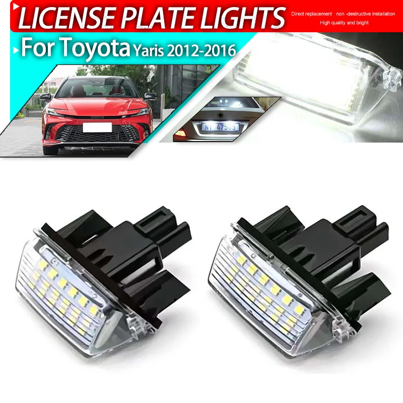 2pcs Car Led Number License Plate Lights For Toyota Camry Yaris Corolla Fielder Prius C 2012-2016 Vitz Verso / Ractis 2011-2016