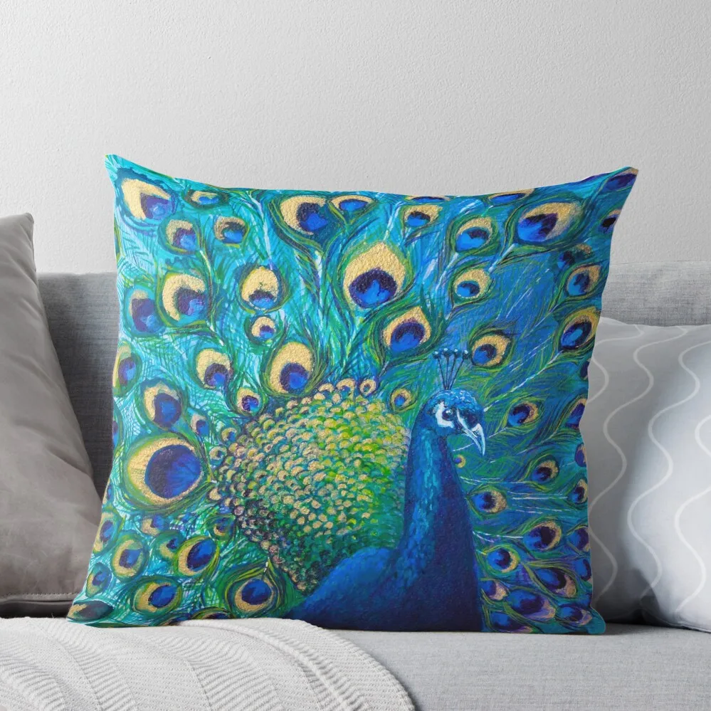 

Beautiful Painted Peacock in its Full Glory Throw Pillow Decorative Cover For Living Room Throw Pillow Covers