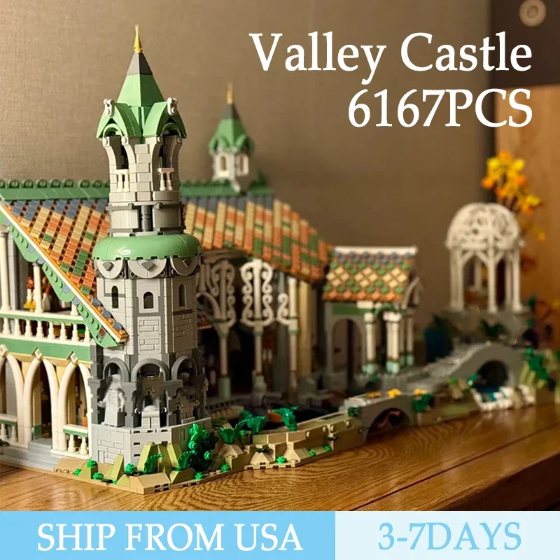 

6167 шт., наборы строительных блоков Vally Castle MOC, мелкие частицы, уличные серии, кирпичи, модель игрушки, коллекция для показа, праздничные подарки