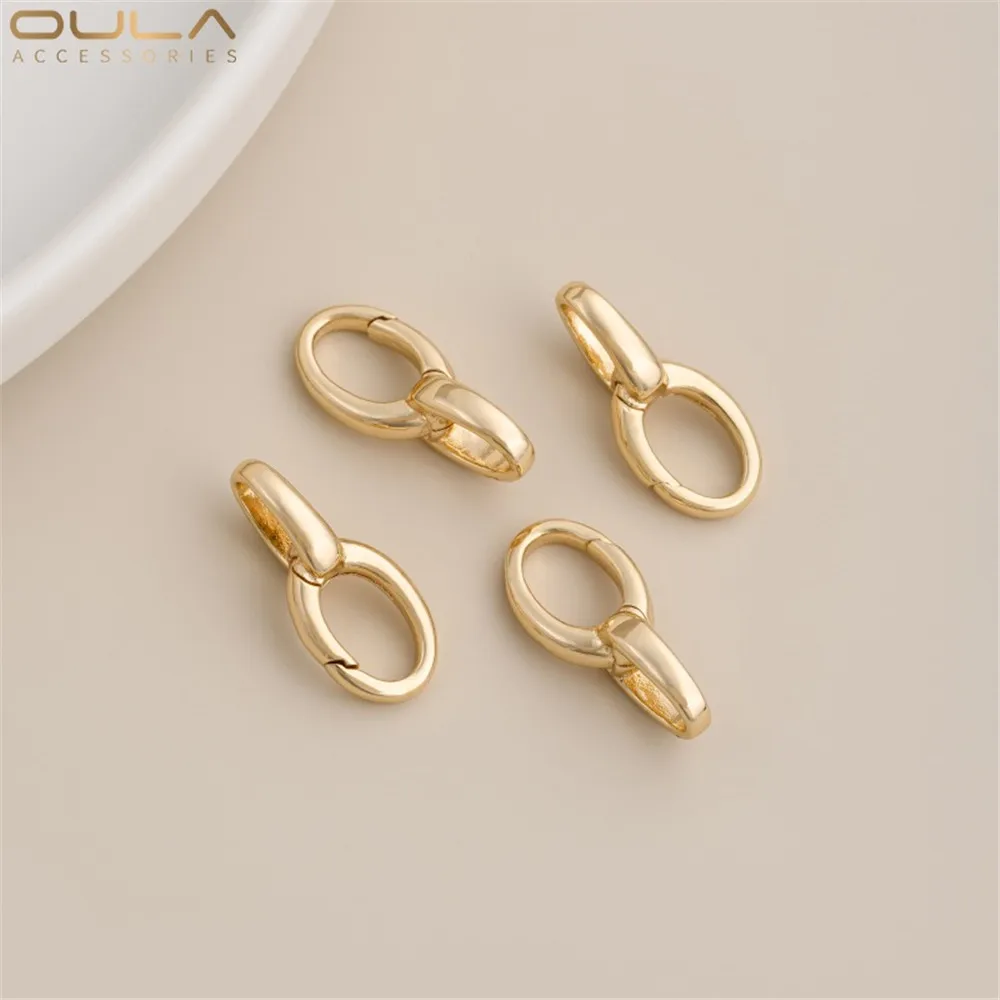 

1pcs 14K Gold-plated Color Long O-shaped Lobster Buckle, Oval 8-shaped Spring Buckle, Diy Chain Accessory, Connecting End Buckle