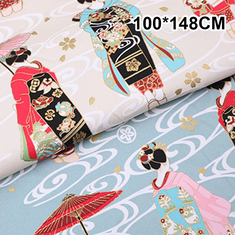 Tessuto abbronzante con motivo Geisha giapponese per borsa da cucito fai da te Kimono Cheongsam Craft Quilting Patchwork Materiale