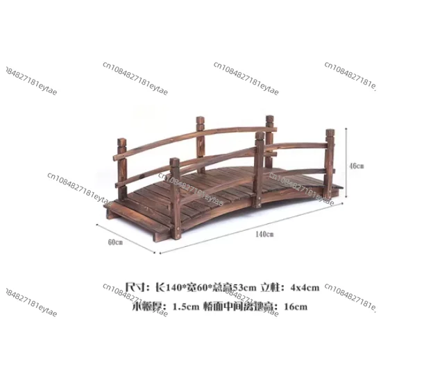Garden Bridge Classic Wood Arch with Safety Balustrade Stained Footbridge Decorative Pond View Backyard Creek Farm