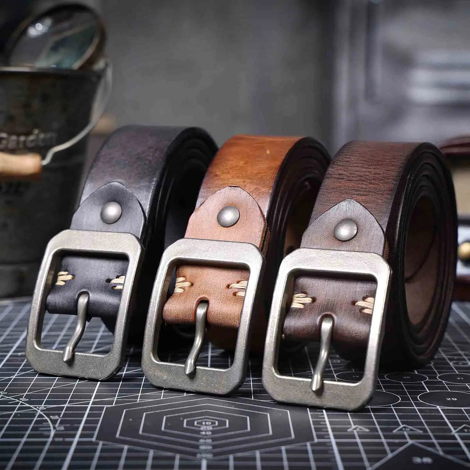 Echt leder Herren Rindsleder gürtel Edelstahls chnalle, italienisches verdicktes Leder mit Geschenk box, ideale Wahl für Geschenk – Detail 8