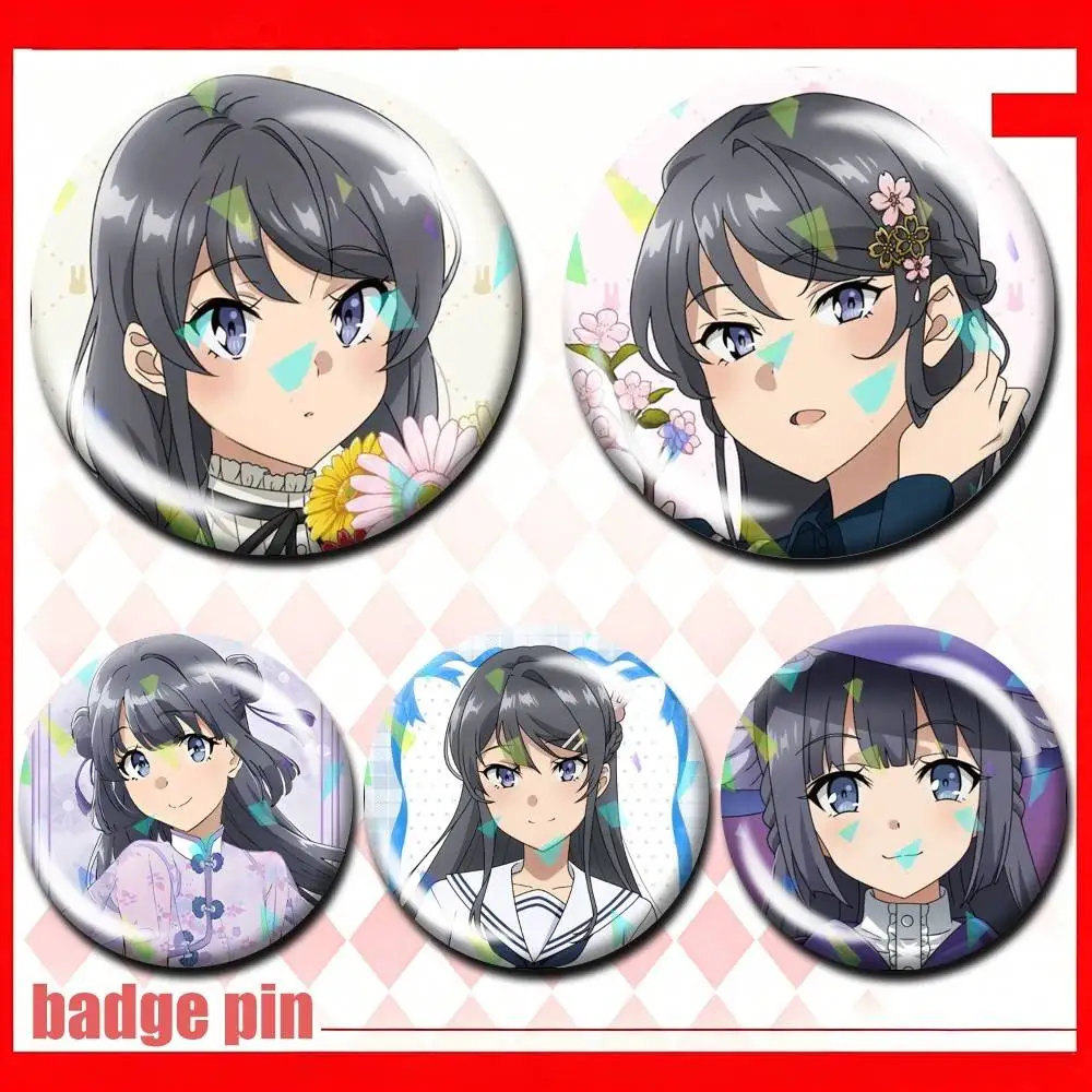 Anime Aobuta S-Sakurajima M-Mai 25 32 44 58 75mm Badges Personalized Round Brooches Pins Accessory Customizable
