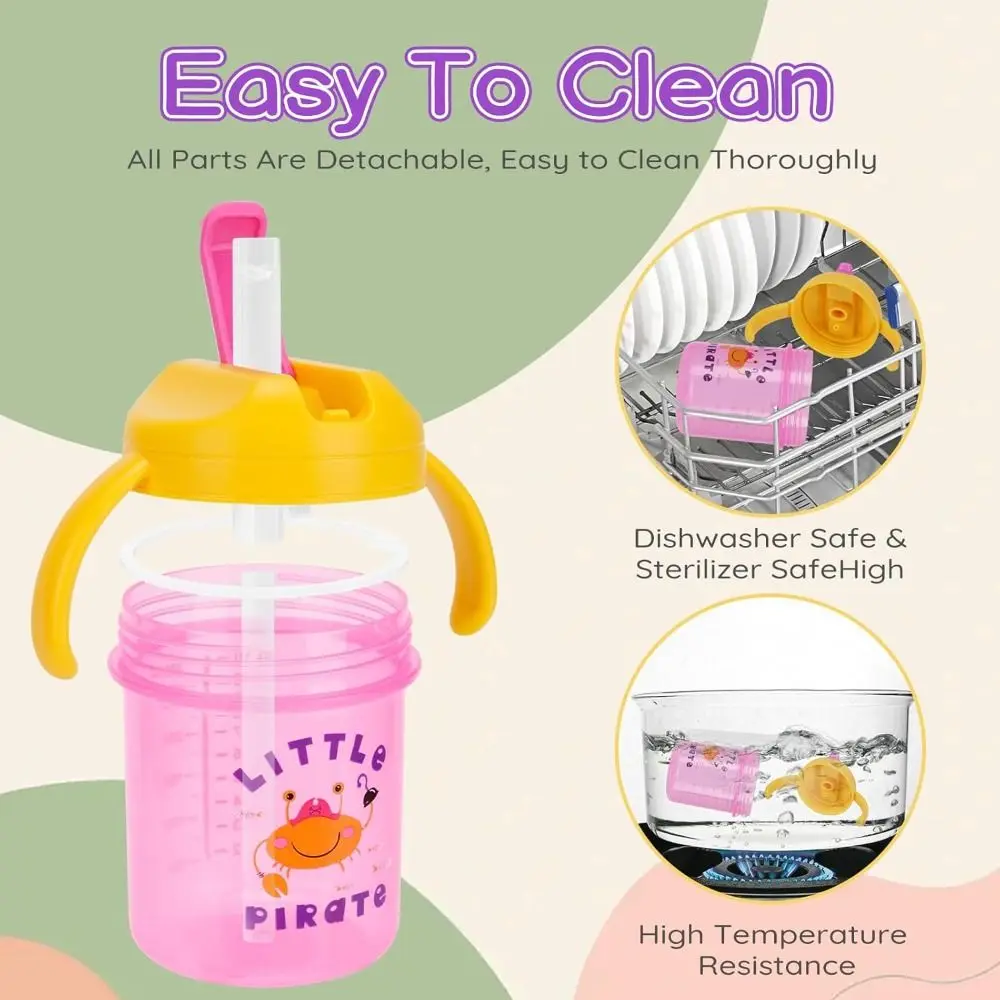 New with Straw Cup 280ml Food-grade PP Straw Cup Spill-Proof Water Bottles
