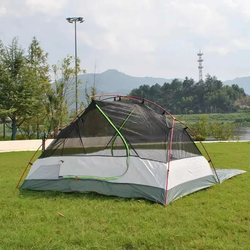 2-Person Weatherproof Double Layer Camping Tent Instant Setup with Waterproof Outer Tent for Fishing One Bedroom Structure