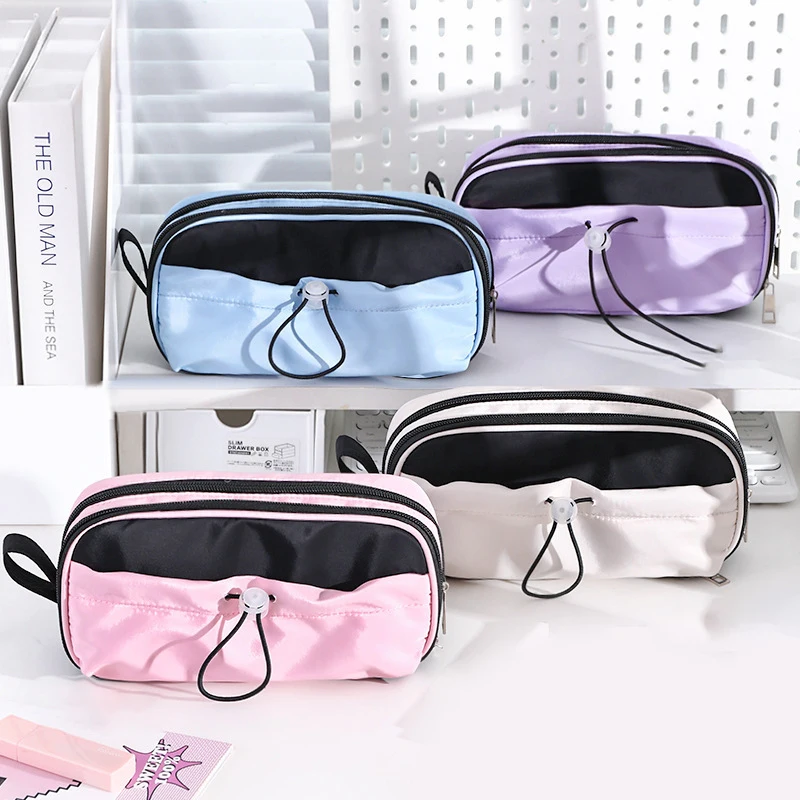 Large Capacity Pen Bag Fashion Waterproof Stationery Bag Unique Drawstring Pencil Case Cute Kawaii Pencil Pouch School Supplies