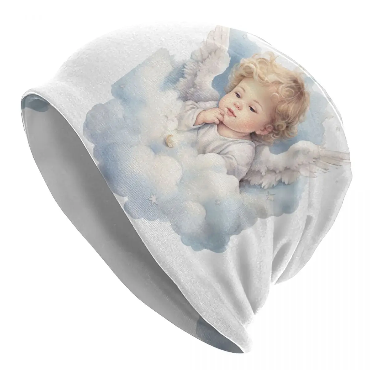 Baby Angel Fashion Hats Cute Cherub Baby With Wings Thin Hat Bonnet Hipster Skullies Beanies Caps Men Women's Earmuffs