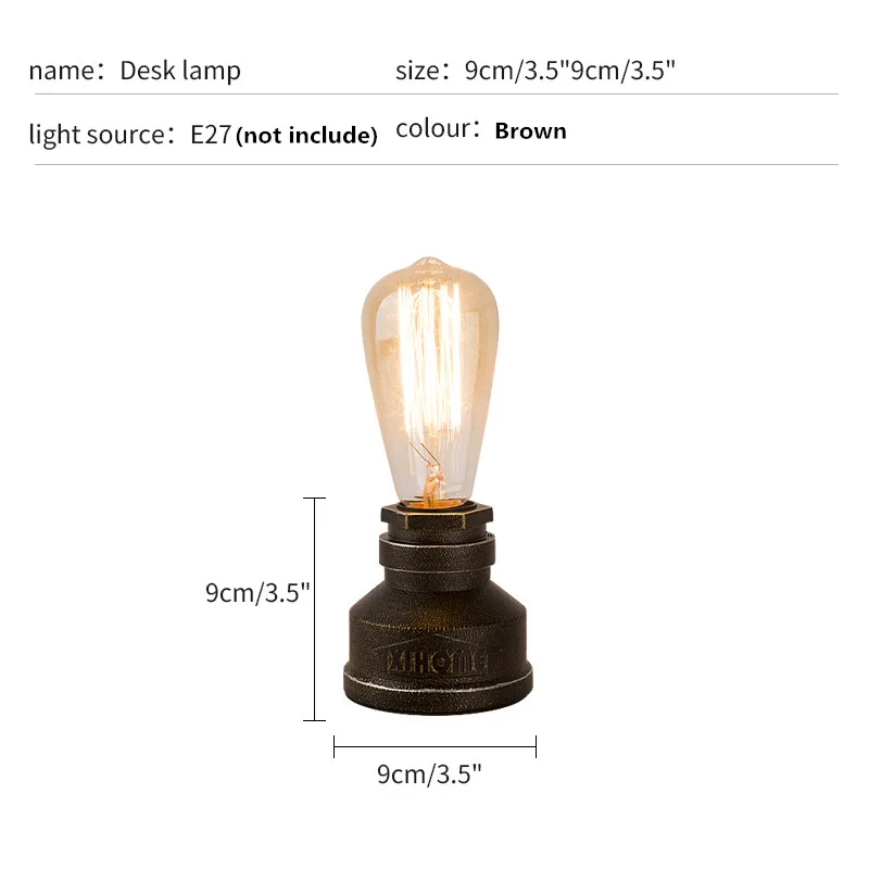 Vintage styl industrialny Retro fajka wodna stół z brązu podłużna lampa biurko w sypialni lampa stołowa oprawy wystrój domu oświetlenie wewnętrzne