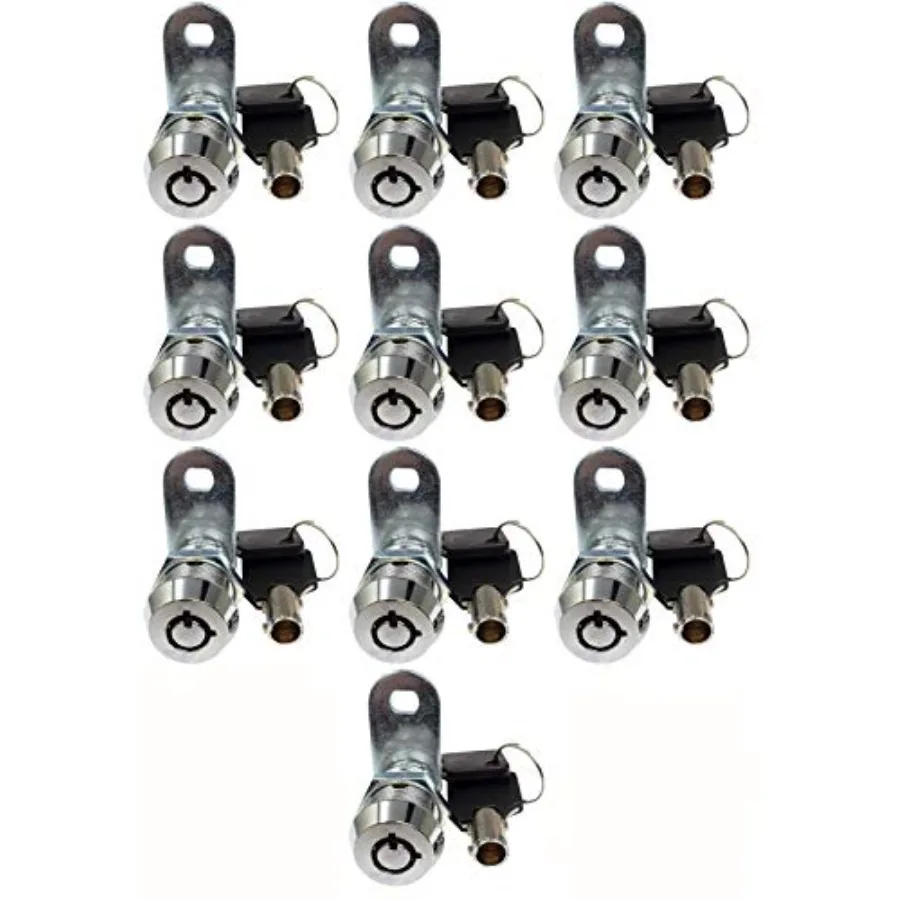 

1" Tubular Cam Lock Keyed Alike Removable Key Cabinet Locks RV Compartment Storage Lock 1 Inch 90° Chrome Pack of. 10