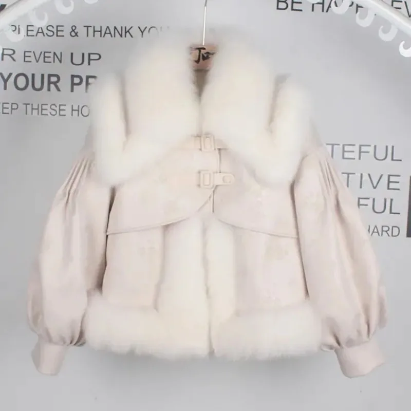 Sweet Gentle Stitching Fur One Eco-Friendly Fur Jacket Women Short Overcoat Autumn Winter 2023 New Elegant Loose Fur Jacket Top