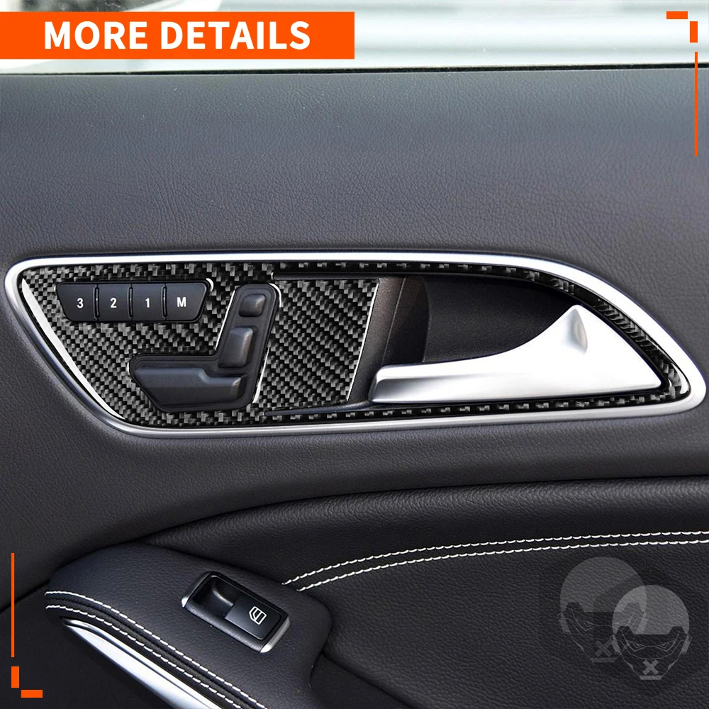 For Mercedes-Benz CLA C117 2014-2018 GLA X156 2015-2019 Inner Door Handle Cover Trim Carbon Fiber Car Interior Accessories