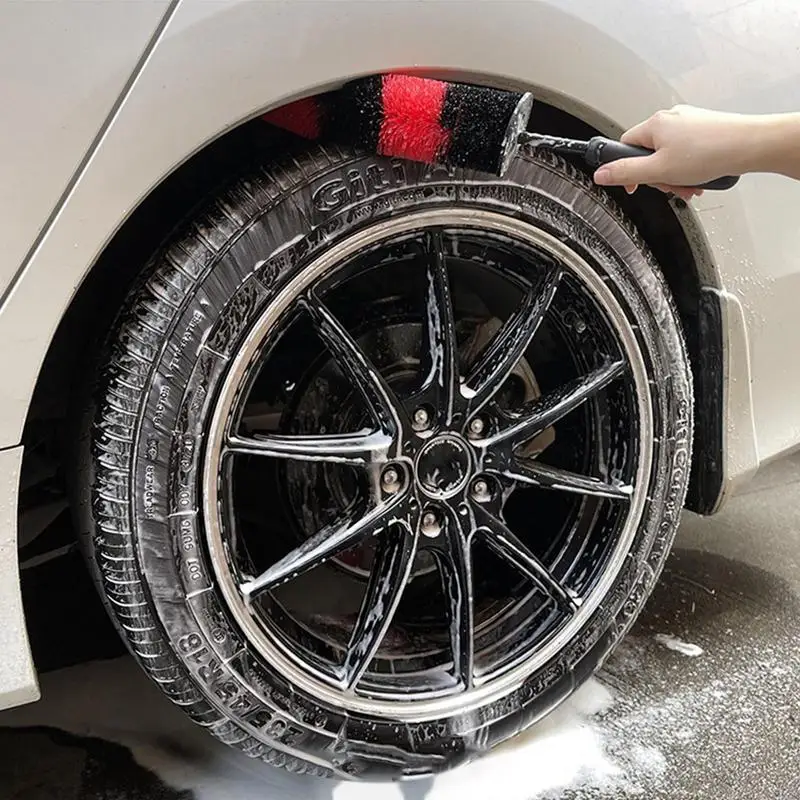 Wheel Brush Soft Bristle Car Wash Tire Scrubber Wheel Rim Brush Deep Cleaning Rim Tire Detailing Brush Professional For