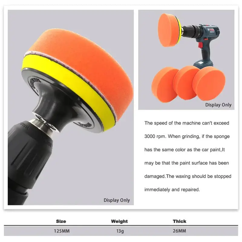 5/6inch Car Buffing Polishing Pads Flat Foam Sponge Waxing Pad Kit Tool For Car Polisher Buffer Auto Care Buffing Pads-5/10Pcs
