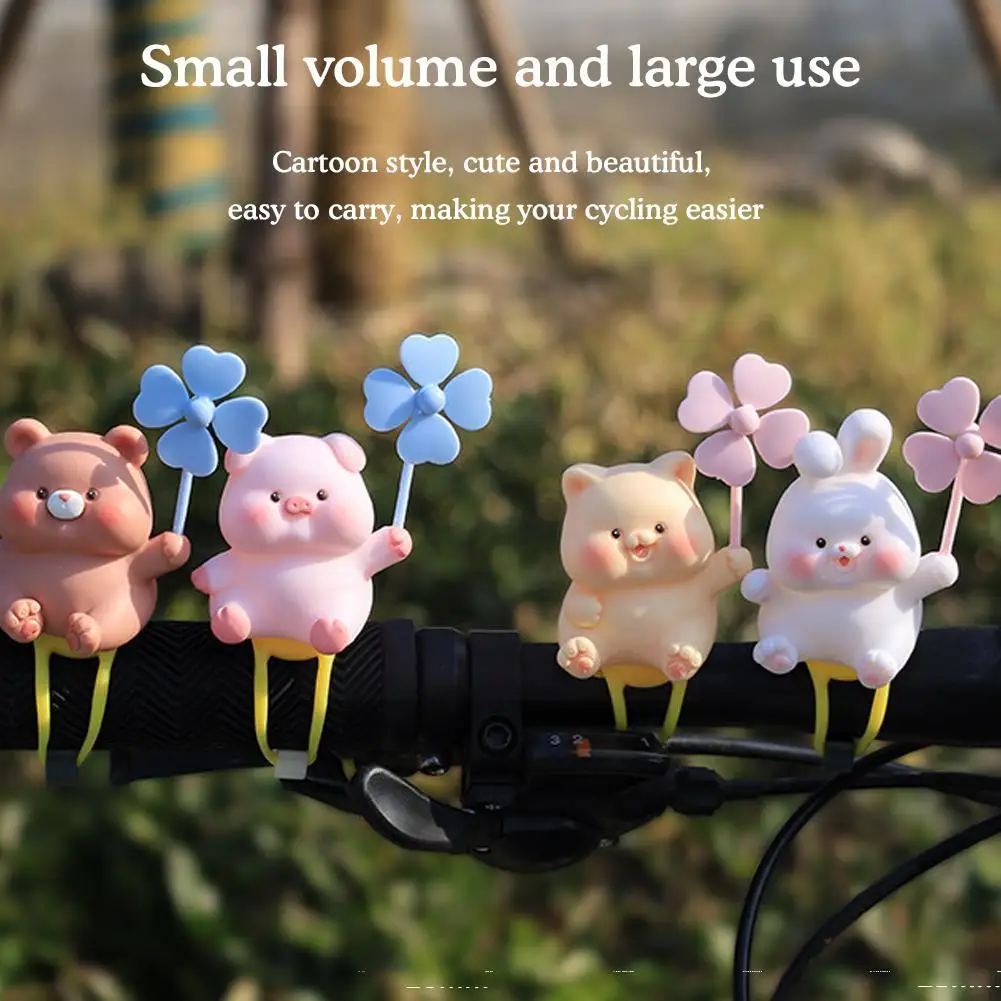 Wind Broken Rubber Bicycle Cute Little Pink Pig Propeller Wind-breaking Rabbit Road Bike Motor Helmet Riding Cycling Decoration