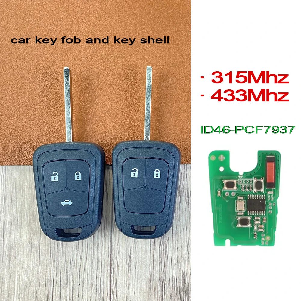 Carcasa para Llave de Coche 433/315Mhz ID46 PCF7937 para Opel Astra 2012, Chevrolet Camaro, Sonic, Cruze, Malibu, Volt, Spark, Equinox