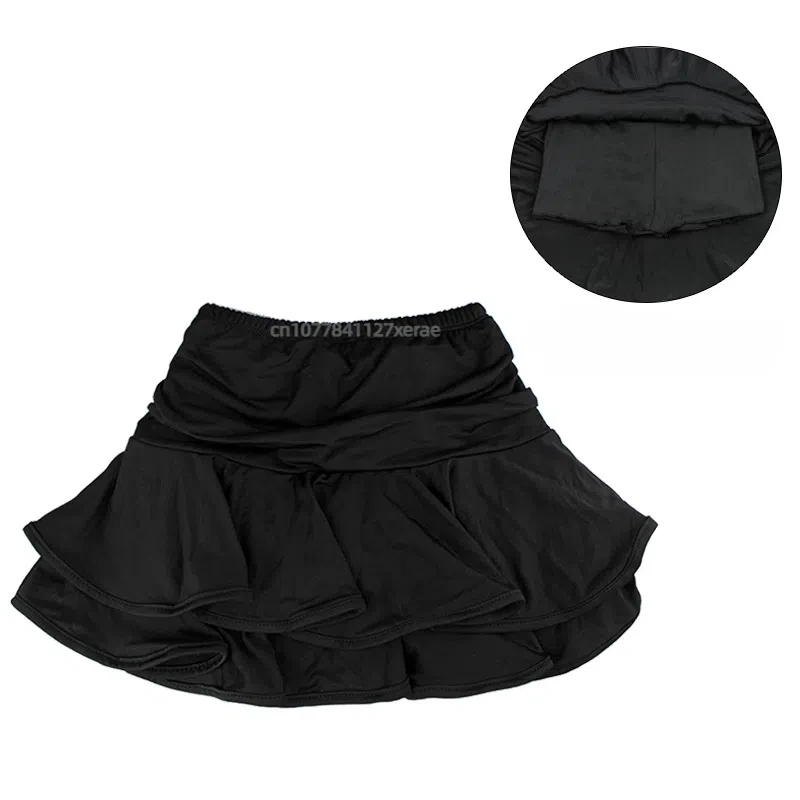 Children's Latin Dance Costume Leopard Print Milk Silk Half Body Latin Skirt Double-layer Practice Latin Dance Dress for Girls