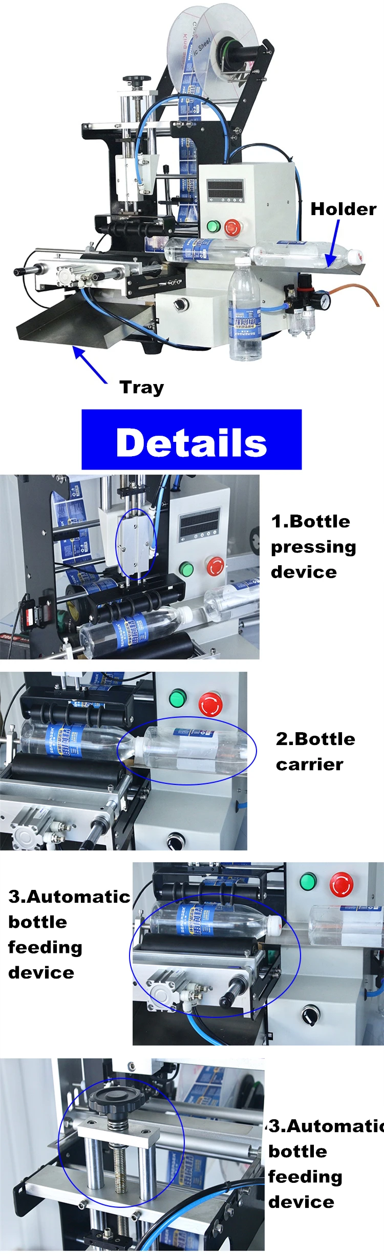 Compact Tabletop Semi Automatic Round Bottle Self Adhesive Label Applicator Machine For Small Plastic Glass Reagent Cosmetic Bot