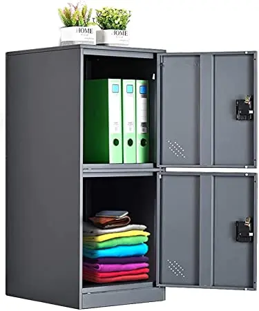 MECOLOR Vertical Single Tier Small Locker with Padlock Latche 2 or 3 Compartment Storage for Employee,Home,Office,School,Kids