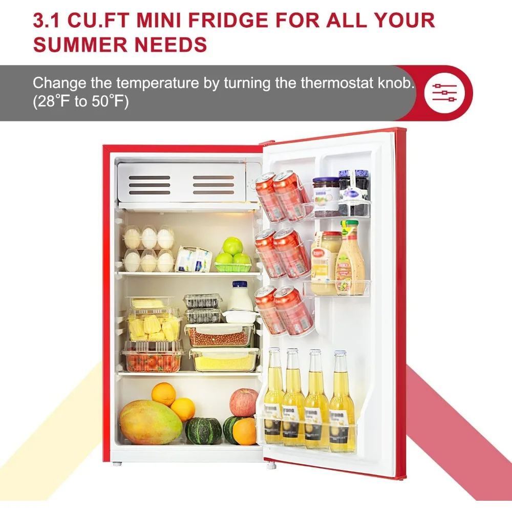 3.1 CU' Mini Refrigerator, Compact Refrigerator, Small Refrigerator with Freezer, Red (FR 310 RED)