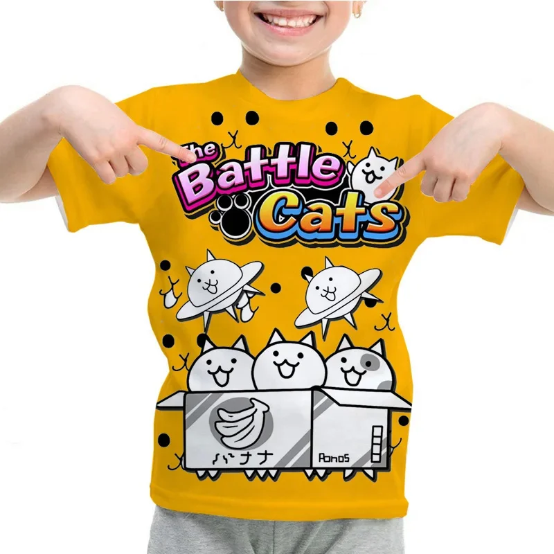 New 3D Game The Battle Cats Printing T Shirt Children Fashion Streewtear Hip Hop Short Sleeves Funny Tee Shirts For Men Y2k Tees