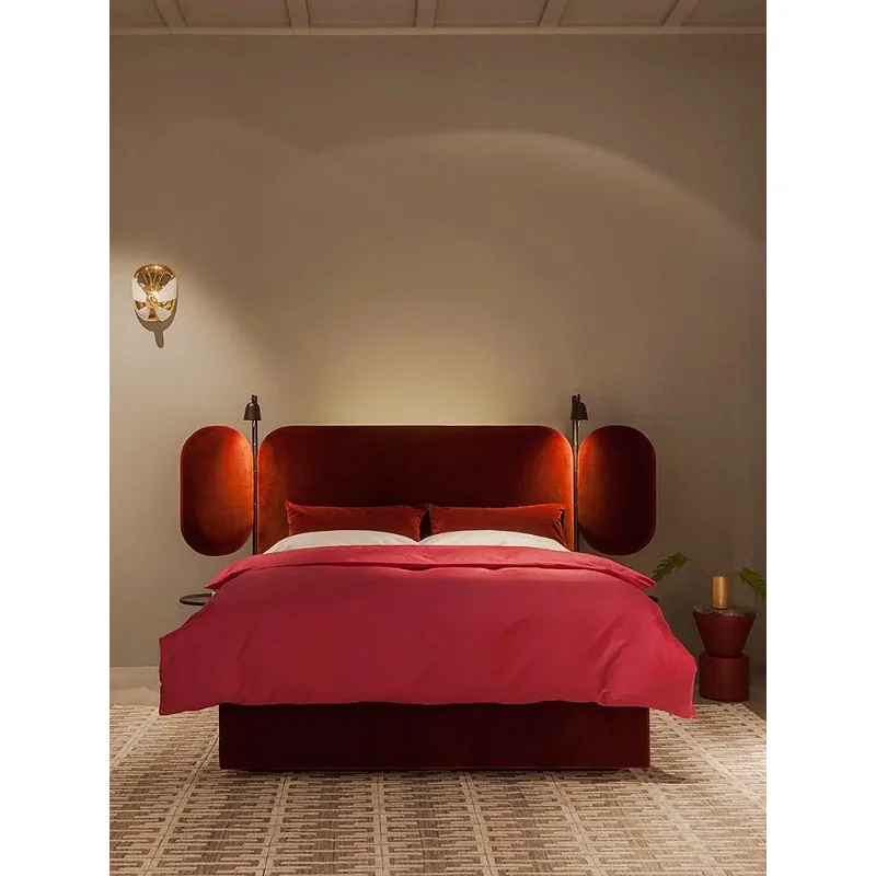 Double bed, Italian minimalist designer 1.8 meters, master bedroom wedding bed wing bed