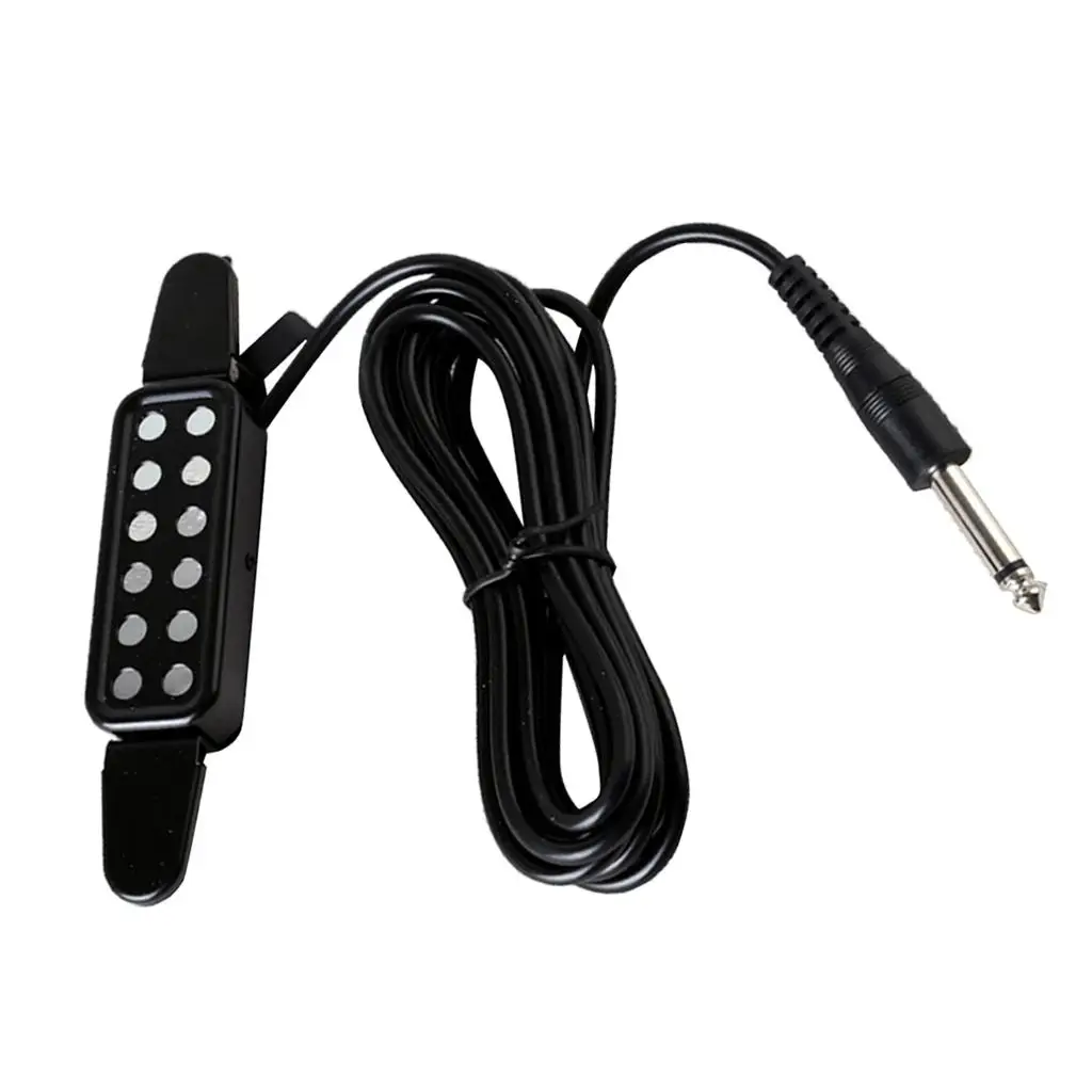 Acoustic Guitar Pickup Magnetic Sound Hole Accessory 6 String Black Plastic Easy Installation for Concerts and Studio Sessions