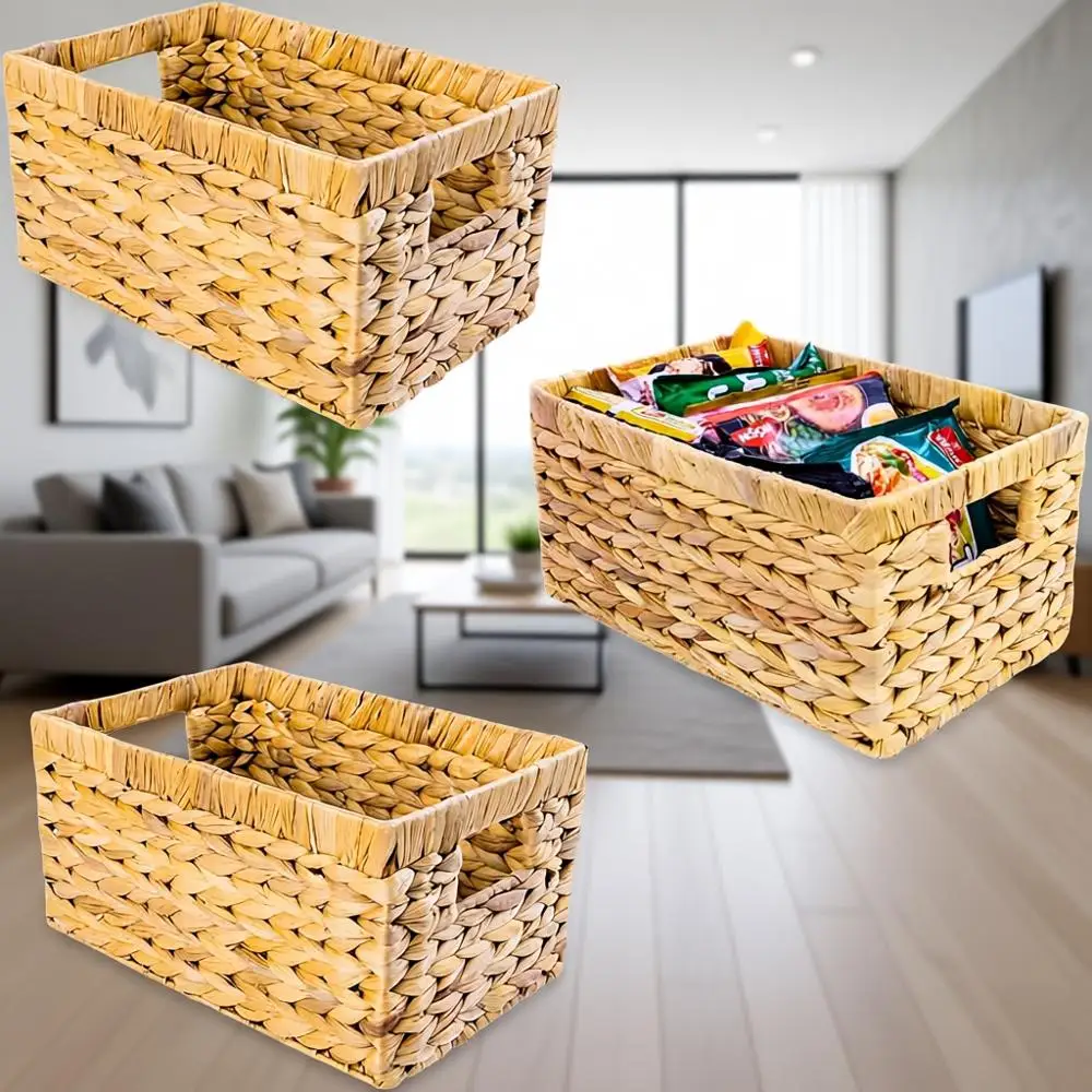 

3-Pack Medium Wicker Storage Baskets - Decorative Organizer Bins for Home, Bathroom, Closet, Pantry