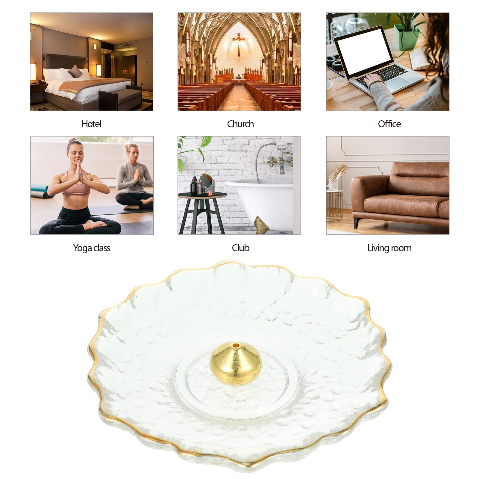 

Alipis Water Drop Incense Holder Small Six Petals Flower Tray for Home Decor Meditation Crystal Incense Plate