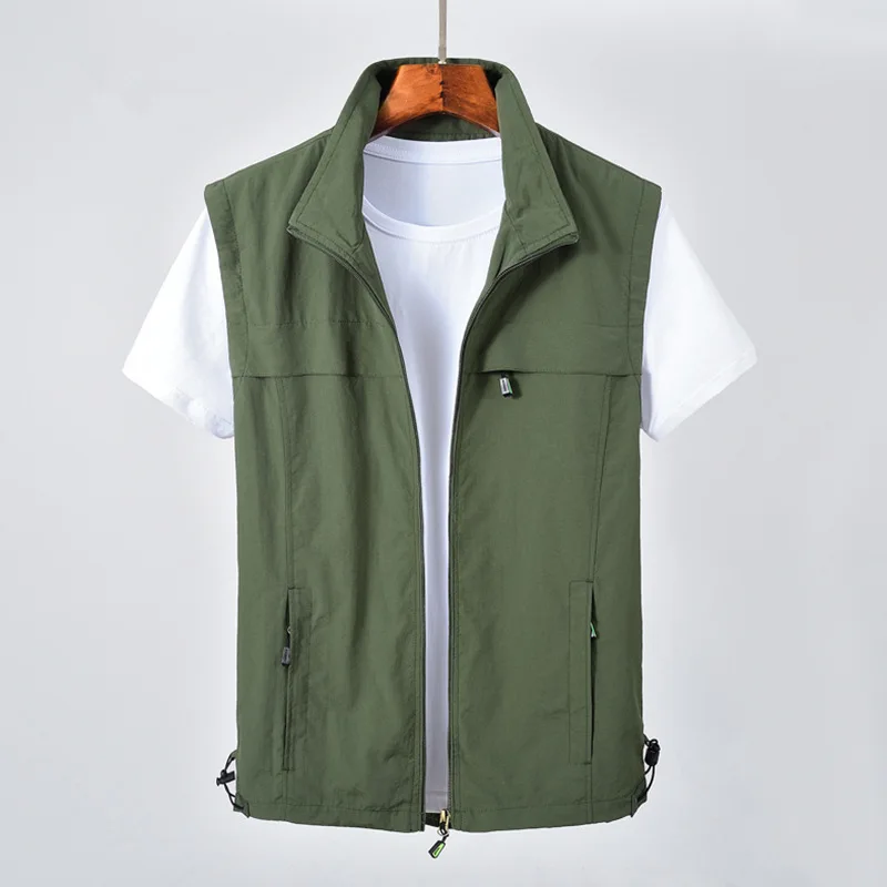 Spring Autumn Lightweight Stand Collar Vest Men's Quick-Dry Breathable Outdoor Casual Sleeveless Top