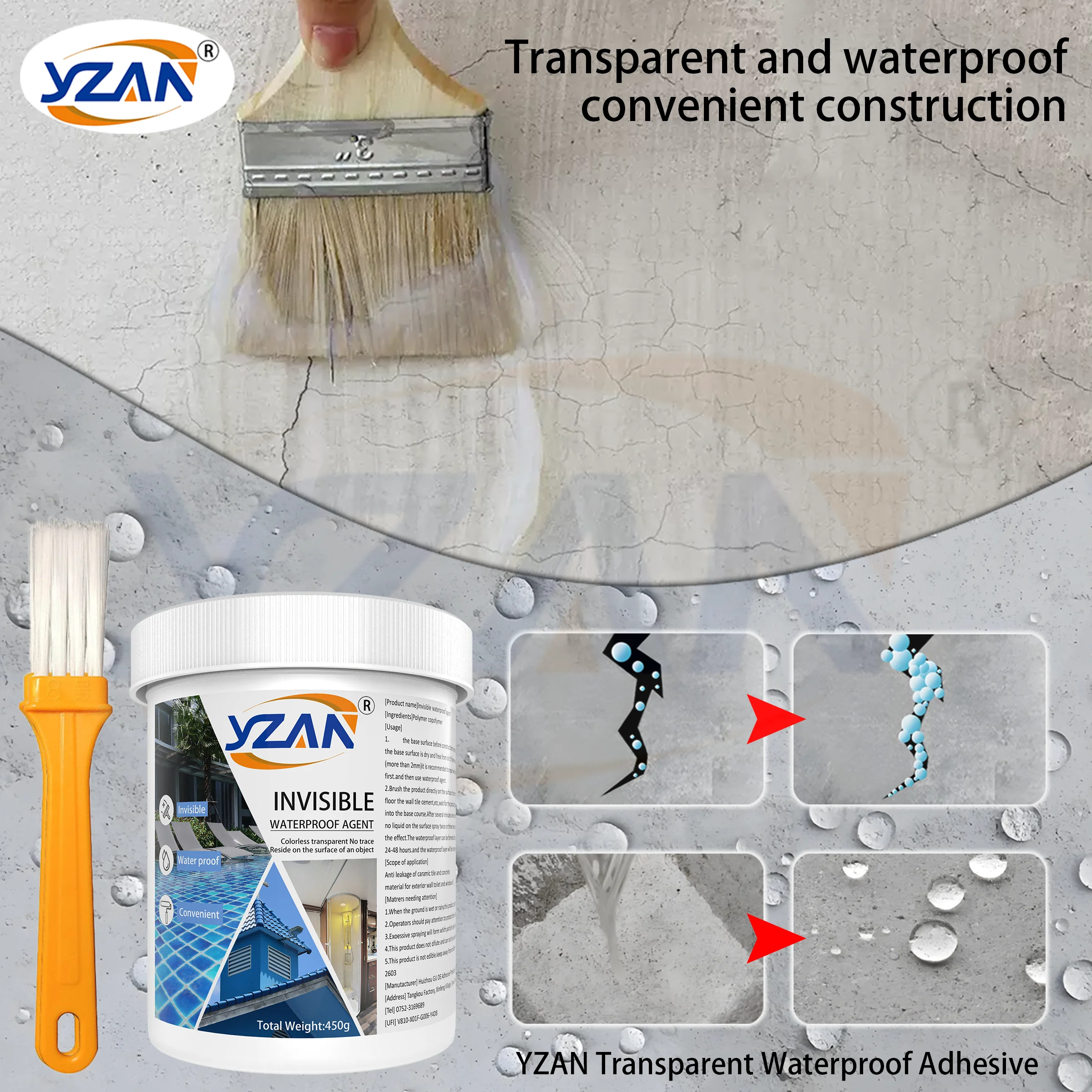 50-450g Polyurethane Glue Invisible Waterproof Agent Transparent Sealing Coating Leak-Free Water-Based Glue Adhesive Super Sealant Toilet Repair High-Temperature Resistant Easy to brush on.