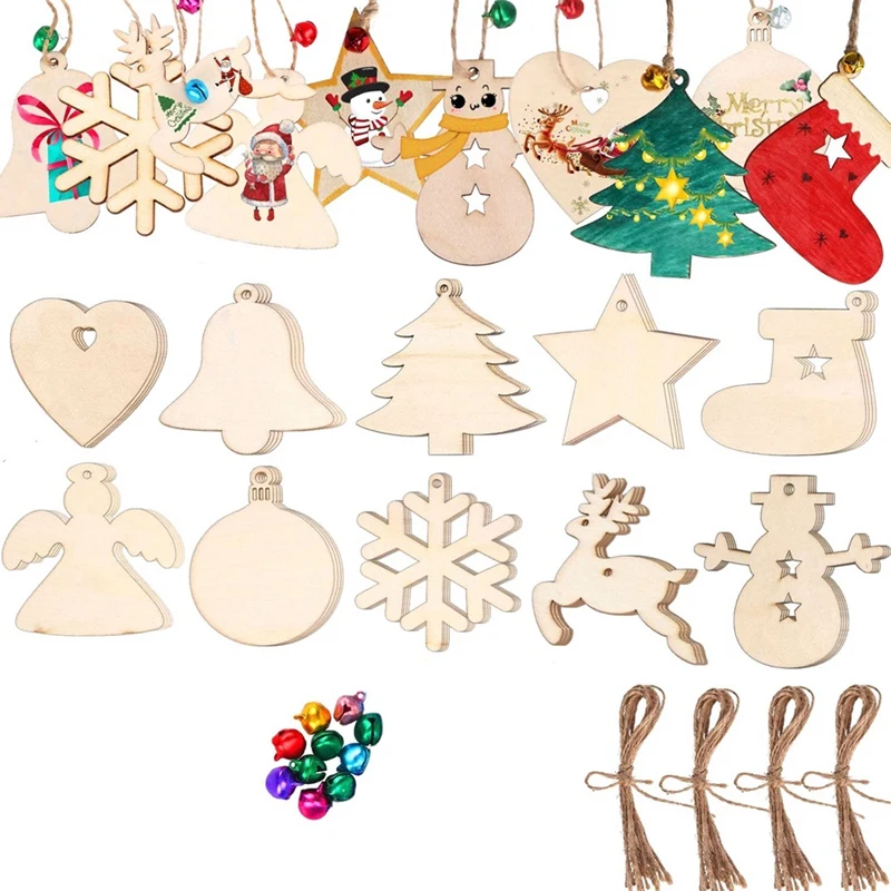 Christmas Tree Pendant DIY Painting Wood Chips Home Decoration Hand-Painted DIY Props Christmas Party Tree Accessories