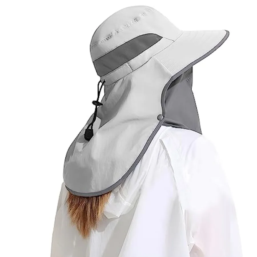 

Outdoor Sun Hat Detachable Neck Face Flap UPF 50+UV Protection Visor Fishing Hats with Neck Flap for Men and Women