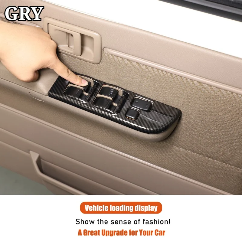 

For Toyota Land Cruiser LC70 76 78 79 2007-2026 ABS Carbon Fiber Car Window Lift Switch Panel Cover Interior Car Accessories