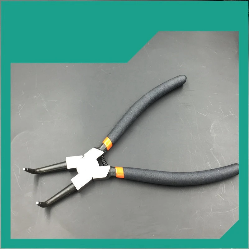 Juego de alicates de clip, herramienta de instalación de removedor de anillo externo interno, punta de mandíbula recta/curva, herramienta cargada con resorte de precisión