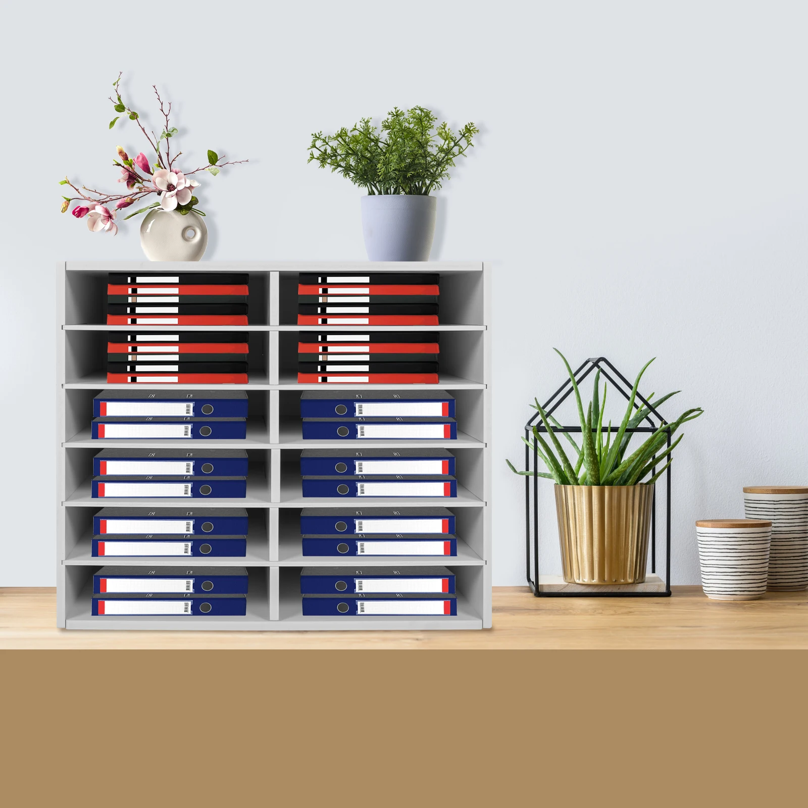 PVC Literature Organiser, Desk File Sorter, Magazine Paper Display Stand, Storage Rack, Classroom Mail Storage Cabinet