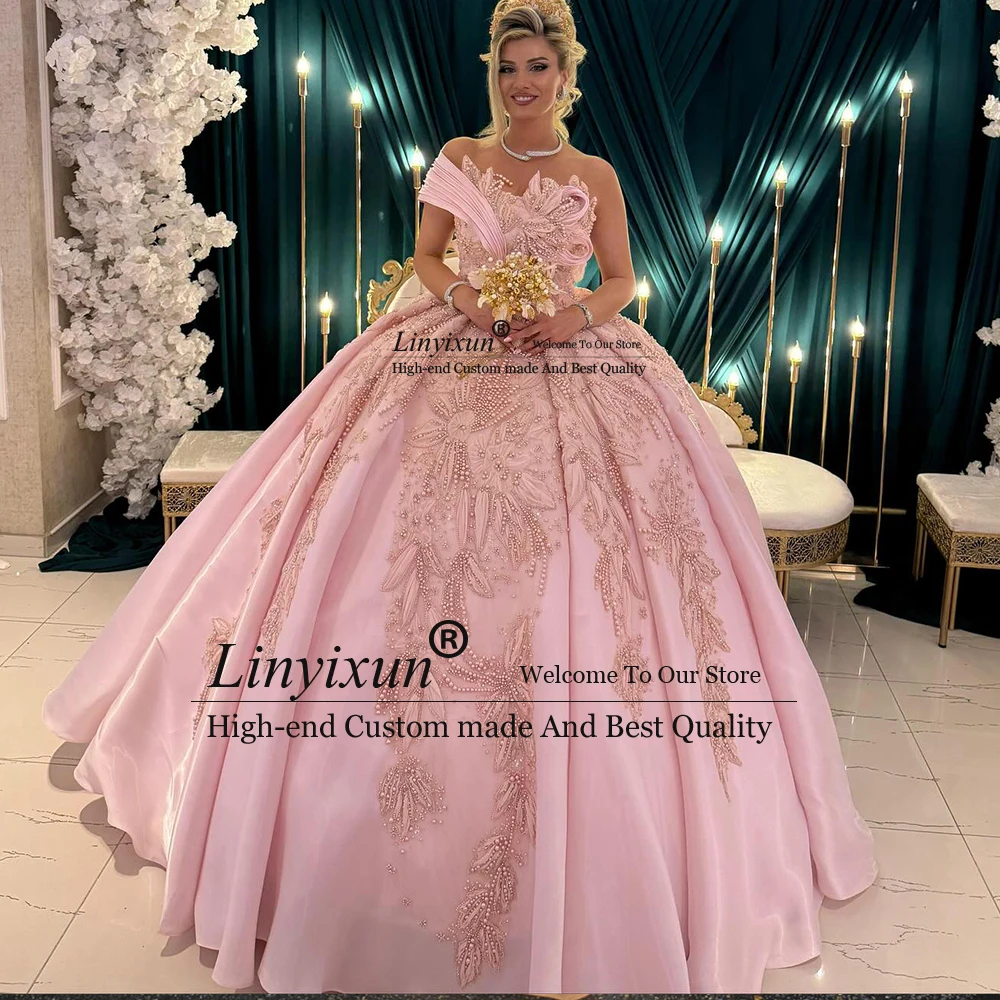 Magnífico vestido para quinceañeras con cuentas 2025, vestido de fiesta de cumpleaños con un hombro para niña, vestidos de gala personalizados