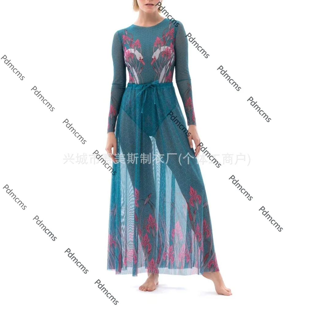 

2025 new Russian swimsuit women's one-piece swimsuit mesh yarn t sunscreen long gauze skirt Купальни