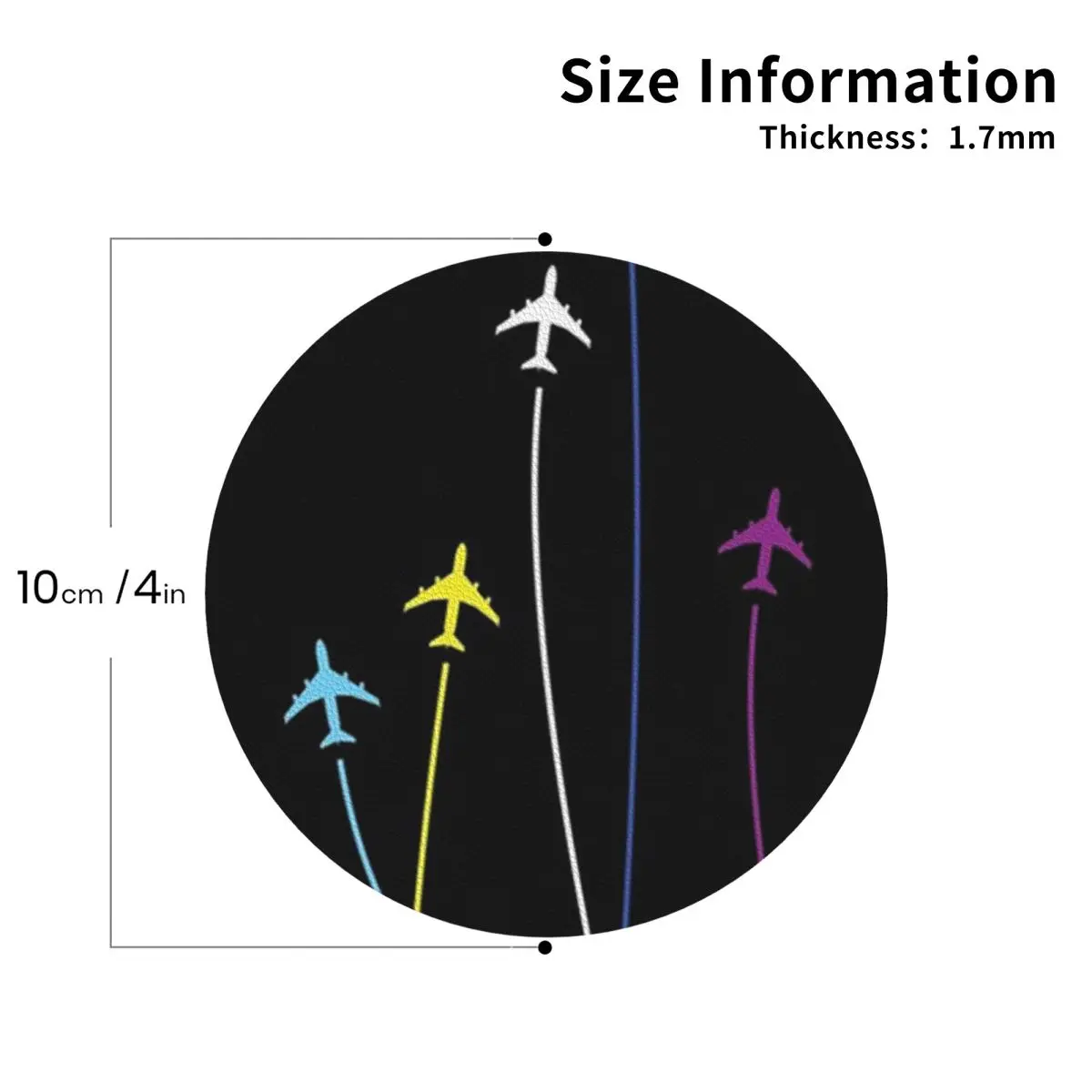 Rainbow Airplanes Flying On Eachother Coasters PVC Leather Placemats Coffee Mats for Home Kitchen Dining Pads Set of 6