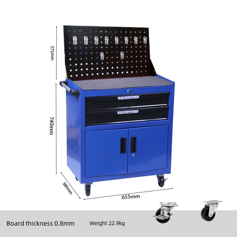 Drawer Style Car repair Tool Cart, Mobile Tool Cabinet, Handcart Maintenance Workshop, Double Door Parts Cabinet With Back Panel