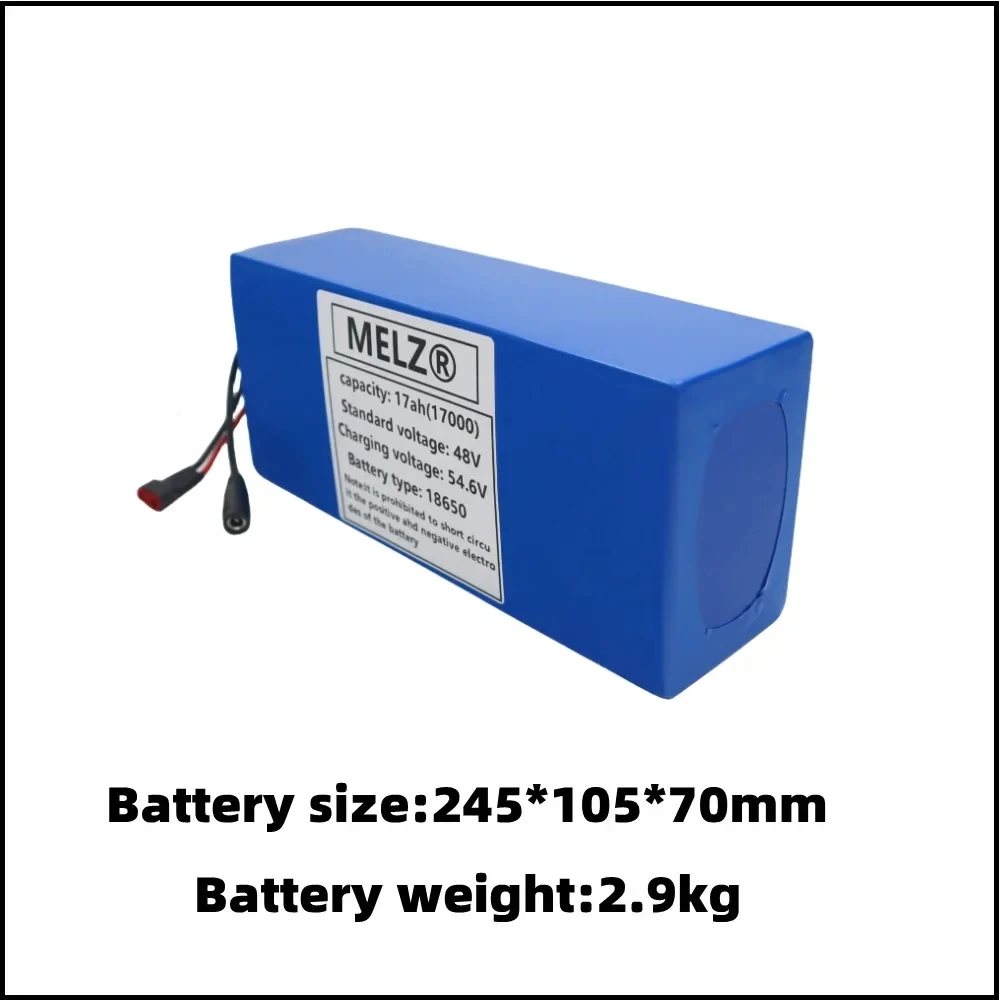 MELZ new 18650 13S5P 48V 17Ah 18650 3400mah 13S5P lithium-ion battery pack with built-in 30A BMS+54.6V2A charger