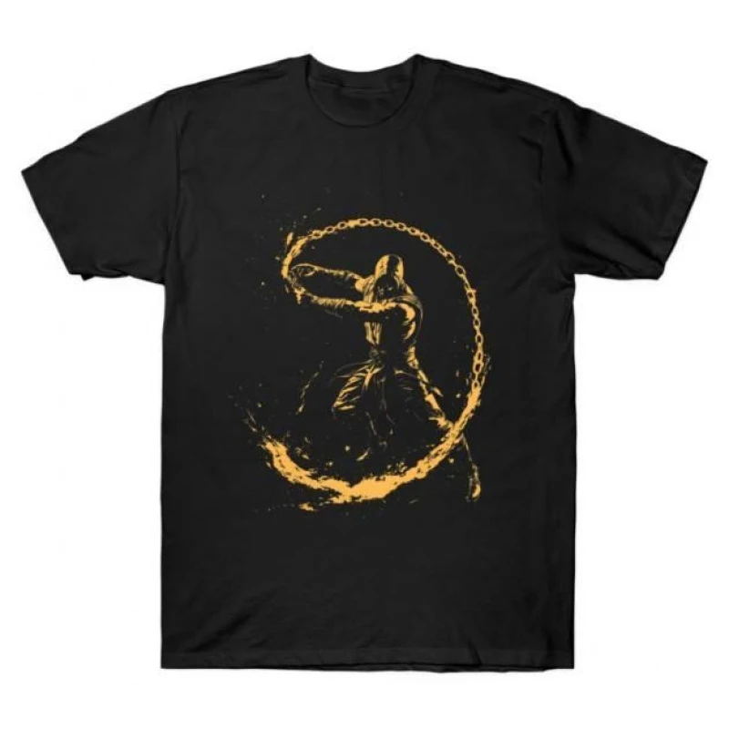 Scorpion 90's Video game Mortal Kombat Gift tee for gamer 100% cotton Men's Short Sleeve Graphic T-Shirt All size tops S-6XL
