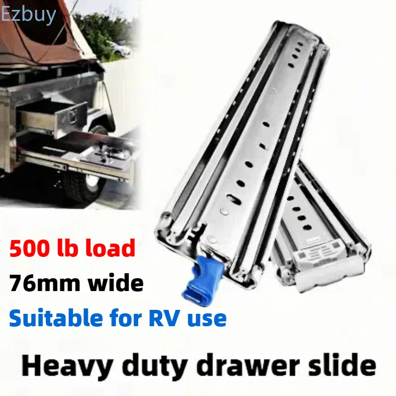 500LBS Heavy Duty Drawer Slides With Lock/No lock Drawer Rail Ball Bearing Full Extension Heavy Loading 3-Fold Guide Rail