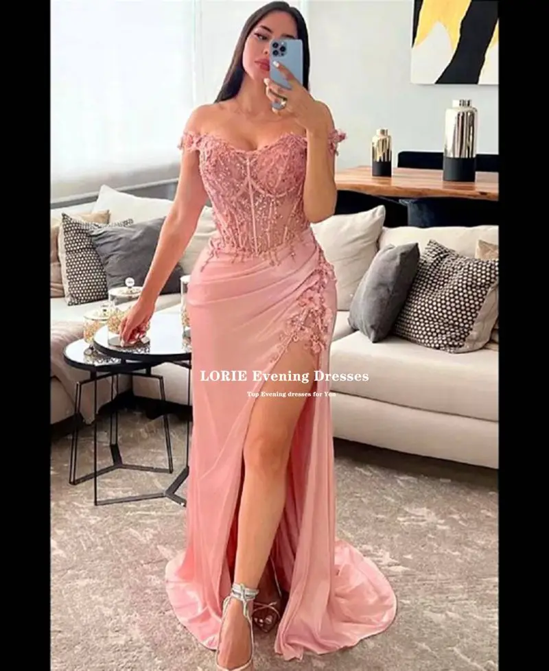 Gaun Malam Putri Duyung Antik LORIE Gaun Pesta Prom Wanita Panjang Applique Belah Samping Gaun Pesta Formal Robe Soiree