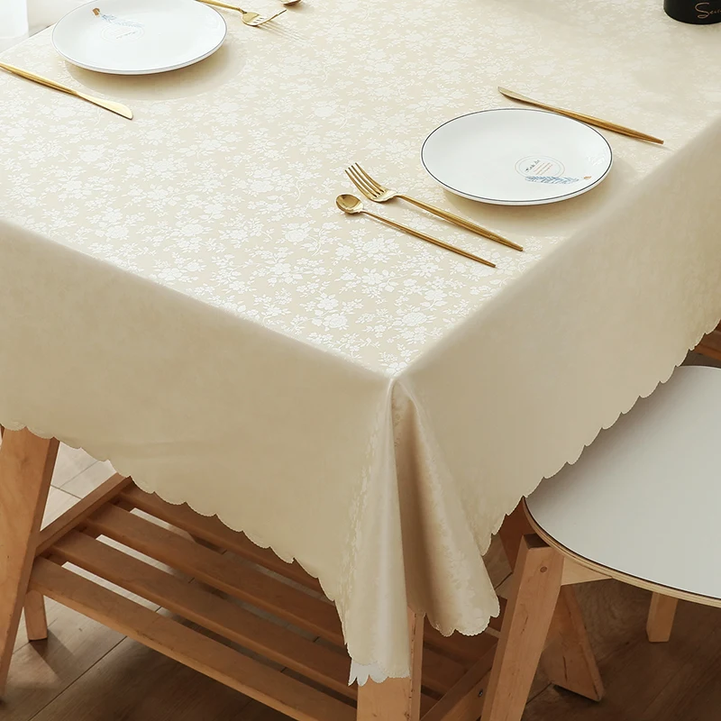 European Style Waterproof Oil Resistant Scald Resistant and Washable Rectangular Tablecloth for Household Use