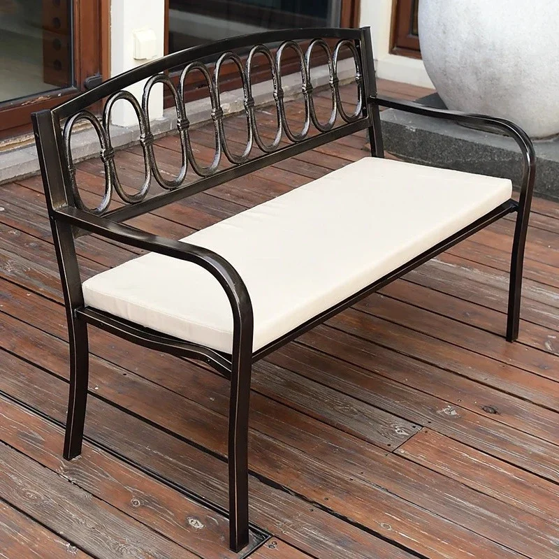 Outdoor park bench courtyard community square wrought iron bench outdoor leisure backrest double long seat